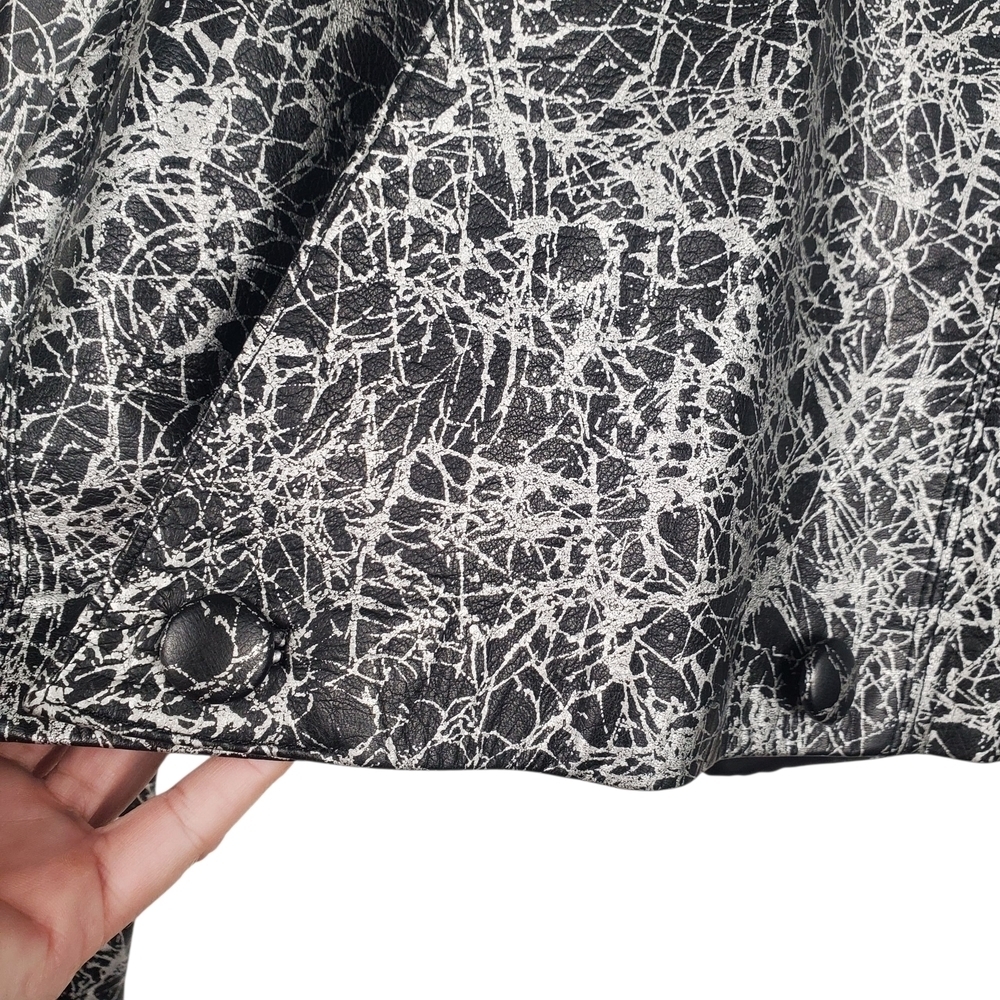 Made In Argentina Black and Silver Spatter Paint Moto Jacket. Women's M/L - Picture 6 of 11